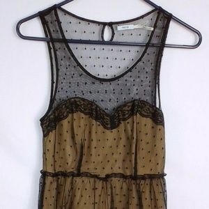 Women's KimChi Blue Black Sheer Lace Dress With Gold Lining / Slip Size 0